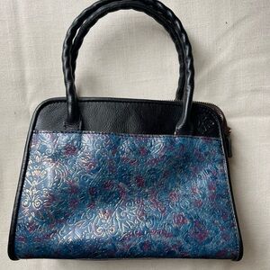 PATRICIA NASH BAGS- BLUE AND BLACK LEATHER HANDBAG